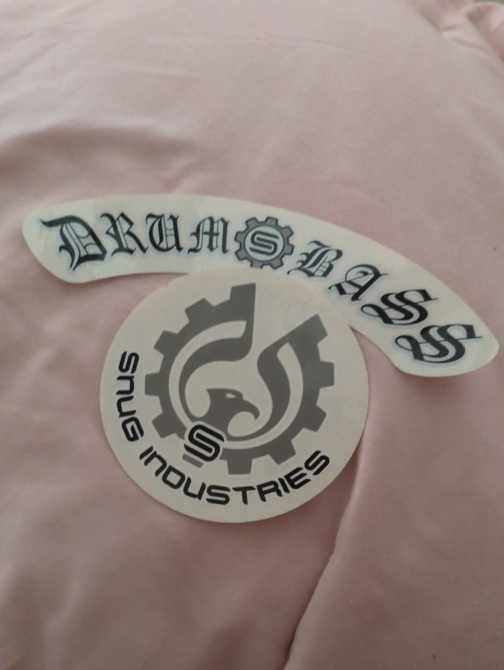 Hot Topic White and Black Drum&Bass and Snug Industries Sticker Set